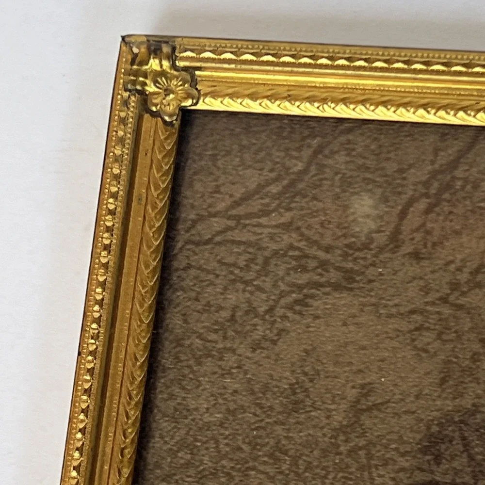 VTG Gold Tone Brass Bi Fold Double Hinged Picture Frame Holds Two 8x10 Photos